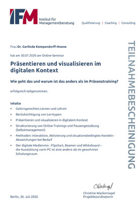 Dr. Gerlinde Kempendorff-Hoene beim Seminar